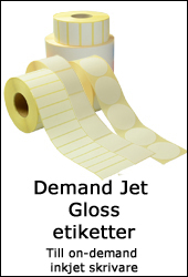 Demand Jet Gloss etiketter till on demand inkjet skrivare