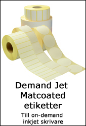 Demand Jet Matcoatede etiketter till on demand inkjet skrivare