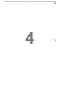 A4-etiketter, 4 stansade etiketter/ark, 105,0 x 147,6 mm, vit blank/glossy, 100 ark