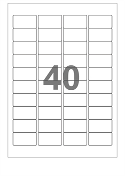 A4-etiketter, 40 stansade etiketter/ark, 45,7 x 25,4 mm, vit blank/glossy, 100 ark