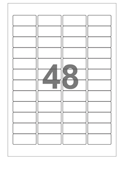 A4-etiketter, 48 stansade etiketter/ark, 45,7 x 21,2 mm, vit blank/glossy, 100 ark