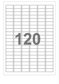 A4-etiketter, 120 stansade etiketter/ark, 30,0 x 14,0 mm, vit matt, 100 ark