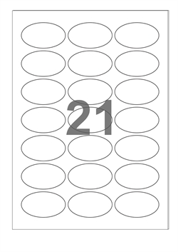 A4-etiketter, ovale, 21 stansade etiketter/ark, 60,0 x 35,0 mm, vit matt, 100 ark