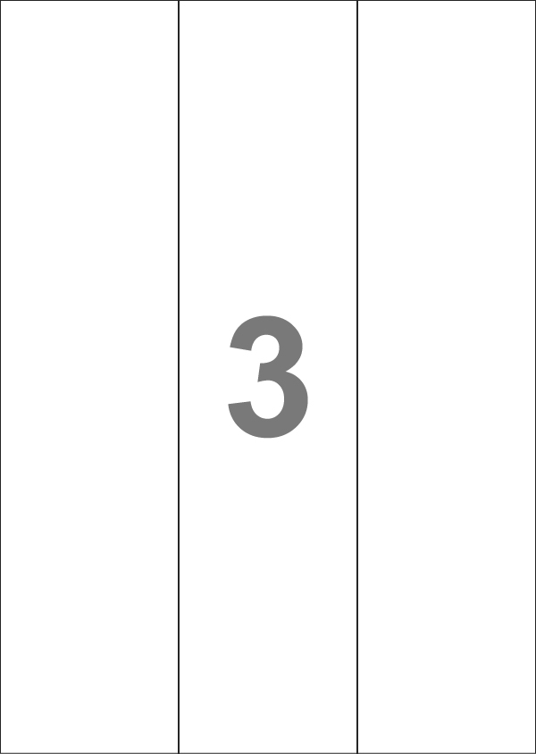 A4-3- lång slids, 3 standsade etiketter/ark, 70,0 x 295,3 mm, vit matt, 100 ark
