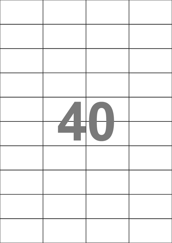 A4-40 slids, 40 stansade etiketter/ark, 52,5 x 29,5 mm, vit matt, 100 ark