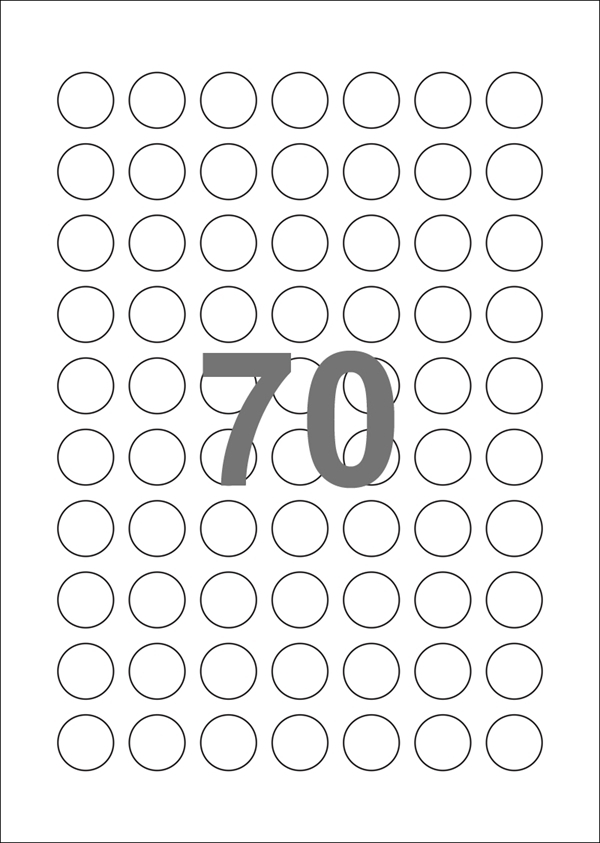 A4-etiketter, 70 stansade etiketter/ark, Ø20 mm, transparent, 50 ark