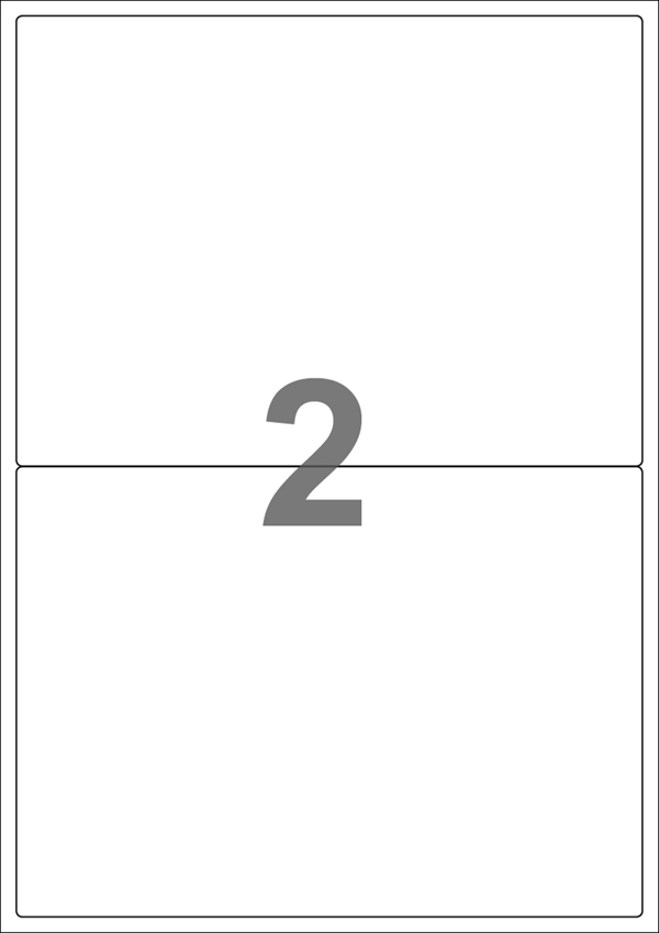 A4-etiketter, 2 stansade etiketter/ark, 199,6 x 143,5 mm, transparent , A5, 50 ark