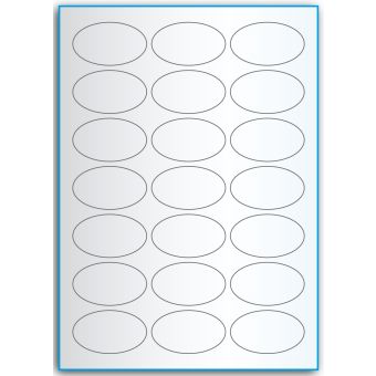 A4-etiketter, ovale, 21 stansade etiketter/ark, 60,0 x 35,0 mm, transparent, 50 ark - Etiketter på A-4 ark, transparent