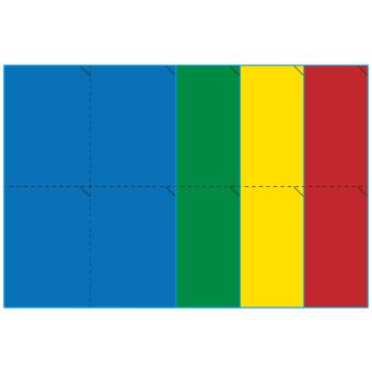 A4-etiketter, 4 stansade etiketter/ark, 105,0 x 147,6 mm, (blå, grön, gul eller röd) 100 ark - Etiketter på A-4 ark, färgade
