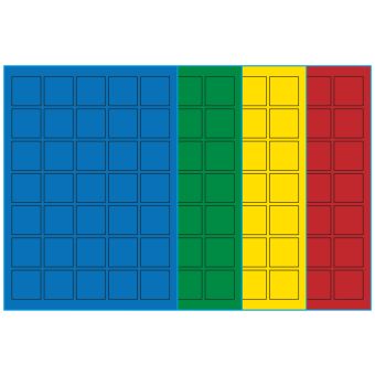 A4-etiketter, 35 stansade etiketter/ark, 35,0 x 35,0 mm, (blå, grön, gul eller röd) 100 ark - Etiketter på A-4 ark, färgade