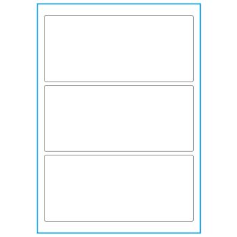 A4-3, 3 Stansade etiketter/ark, 198,0 x 85,0 mm, vit matt, 100 ark - Etiketter på A-4 ark, vit matt