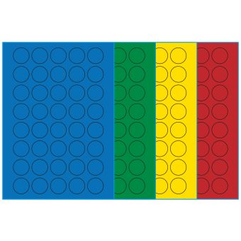 A4-etiketter, 40 stansade etiketter/ark, Ø30 mm, (blå, grön, gul eller röd) 100 ark - Etiketter på A-4 ark, färgade