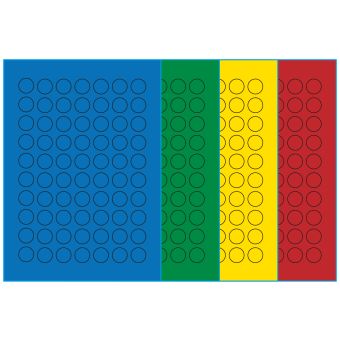 A4-etiketter, 70 stansade etiketter/ark, Ø20 mm, (blå, grön, gul eller röd) 100 ark - Etiketter på A-4 ark, färgade