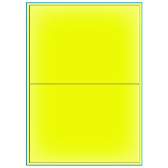 A4-etiketter, 2 stansade etiketter/ark, 199,6 x 143,5 mm, gul neon , A5, 100 ark - Etiketter på A-4 ark, gul neon