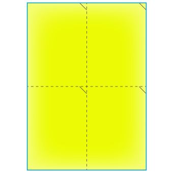 A4-etiketter, 4 stansade etiketter/ark, 105,0 x 147,6 mm, gul neon, 100 ark - Etiketter på A-4 ark, gul neon