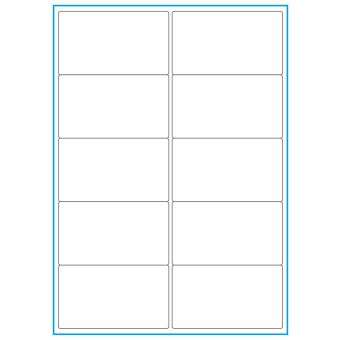 A4-10, 10 Stansade etiketter/ark, 99,1 x 57,0 mm, vit matt, 100 ark - Etiketter på A-4 ark, vit matt