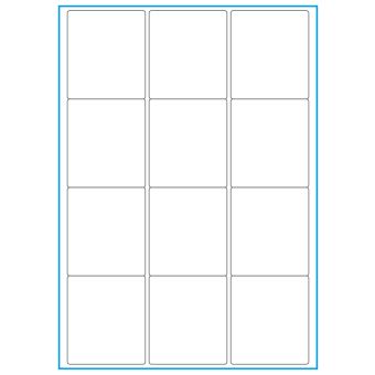 A4-12, 12 Stansade etiketter/ark, 63,5 x 72,0 mm, vit matt, 100 ark - Etiketter på A-4 ark, vit matt