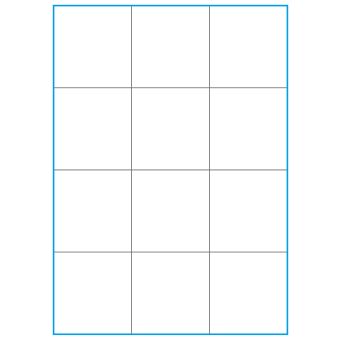 A4-12 slids, 12 stansade etiketter/ark, 70,0 x 73,8 mm, vit matt, 100 ark - Etiketter på A-4 ark, vit matt