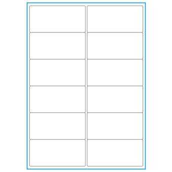 A4-12 smal, 12 Stansade etiketter/ark, 99,1 x 47,5 mm, vit matt, 100 ark - Etiketter på A-4 ark, vit matt