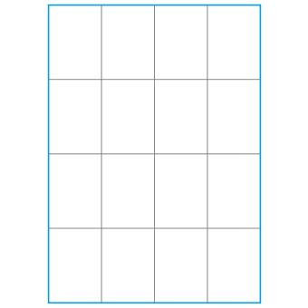 A4-16 slids, 16 stansade etiketter/ark, 52,5 x 73,8 mm, vit matt, 100 ark - Etiketter på A-4 ark, vit matt