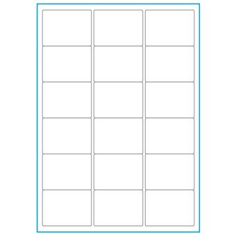 A4-18, 18 Stansade etiketter/ark, 63,5 x 46,6 mm, vit matt, 100 ark - Etiketter på A-4 ark, vit matt