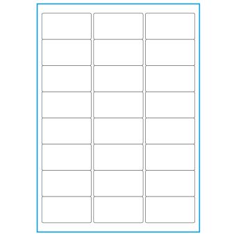 A4-24, 24 Stansade etiketter/ark, 64,0 x 33,9 mm, vit matt, 100 ark - Etiketter på A-4 ark, vit matt