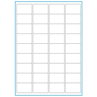 A4-36, 36 Stansade etiketter/ark, 48,0 x 31,0 mm, vit matt, 100 ark - Etiketter på A-4 ark, vit matt