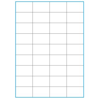 A4-36 slids, 36 stansade etiketter/ark, 52,5 x 32,8 mm, vit matt, 100 ark - Etiketter på A-4 ark, vit matt