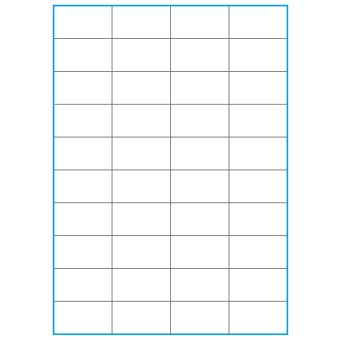 A4-40 slids, 40 stansade etiketter/ark, 52,5 x 29,5 mm, vit matt, 100 ark - Etiketter på A-4 ark, vit matt