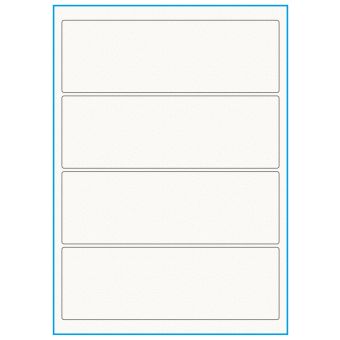 A4-4 smal, 100% Recycled 4 stansade etiketter/ark, 195,0 x 65,0 mm, benvit/matt, 75 ark - A-4 etiketter, 100% recycled
