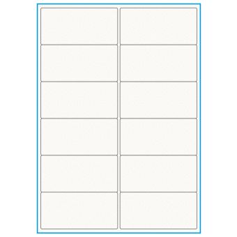 A4-12 smal, 100% Recycled 12 stansade etiketter/ark, 99,1 x 47,5 mm, benvit/matt, 75 ark - A-4 etiketter, 100% recycled
