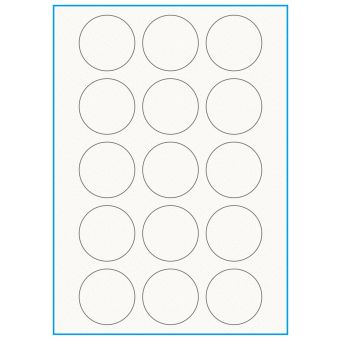 A4-Ø50, 100% Recycled 15 stansade etiketter/ark, Ø50 mm, benvit/matt, 75 ark - A-4 etiketter, 100% recycled