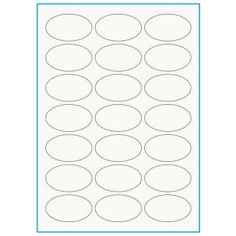 A4-21 ovala, 100% Recycled 21 stansade etiketter/ark, Ovala 60,0 x 35,0 mm, benvit/matt, 75 ark - A-4 etiketter, 100% recycled