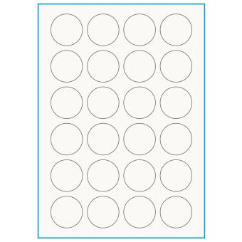 A4-Ø40, 100% Recycled 24 stansade etiketter/ark, Ø40,0 mm, benvit/matt, 75 ark - A-4 etiketter, 100% recycled