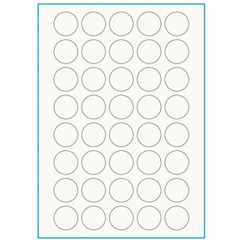 A4-Ø30, 100% Recycled 40 stansade etiketter/ark, Ø30 mm, benvit/matt, 75 ark - A-4 etiketter, 100% recycled