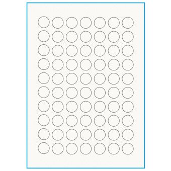 A4-Ø20, 100% Recycled 70 stansade etiketter/ark, Ø20 mm, benvit/matt, 75 ark - A-4 etiketter, 100% recycled