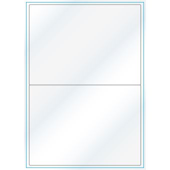 A4-2, Gloss, 2 stansade etiketter/ark, 199,6 x 143,5 mm, vit/gloss , A5, 100 ark - Etiketter på A-4 ark, vit blank
