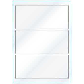 A4-3, Gloss, 3 stansade etiketter/ark, 198,0 x 85,0 mm, vit/gloss, 100 ark - Etiketter på A-4 ark, vit blank
