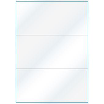 A4-3 slids, Gloss, 3 stansade etiketter/ark, 210,0 x 98,4 mm, vit/gloss 100 ark - Etiketter på A-4 ark, vit blank