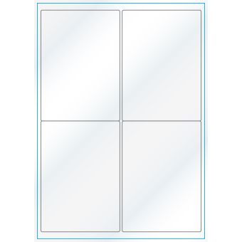 A4-4, Gloss, 4 stansade etiketter/ark, 99,1 x 139,0 mm, vit/gloss, 100 ark - Etiketter på A-4 ark, vit blank