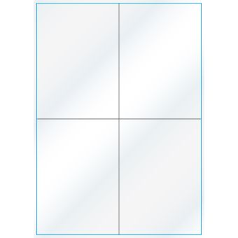 A4-4 slids, Gloss, 4 stansade etiketter/ark, 105,0 x 147,6 mm, vit/gloss 100 ark - Etiketter på A-4 ark, vit blank