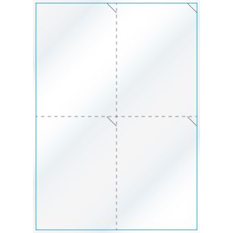 A4-4 perf.,Gloss, 4 stansade etiketter/ark, 105,0 x 147,6 mm, vit/gloss, 100 ark - Etiketter på A-4 ark, vit blank