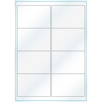 A4-8, Gloss, 8 stansade etiketter/ark, 99,1 x 67,7 mm, vit/gloss, 100 ark - Etiketter på A-4 ark, vit blank