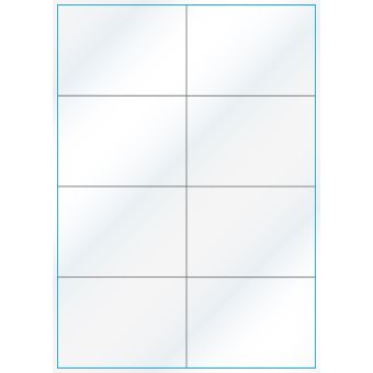 A4-8 slids, Gloss, 8 stansade etiketter/ark, 105,0 x 73,8 mm, vit/gloss  100 ark - Etiketter på A-4 ark, vit blank