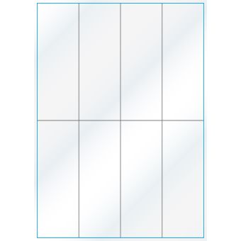 A4-8-smal slids, Gloss, 8 stansade etiketter/ark, 52,5 x 147,6 mm, vit/gloss 100 ark - Etiketter på A-4 ark, vit blank