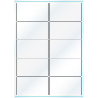 A4-10, Gloss, 10 stansade etiketter/ark, 99,1 x 57,0 mm, vit/gloss, 100 ark - Etiketter på A-4 ark, vit blank