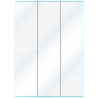 A4-12 slids, Gloss, 12 stansade etiketter/ark, 70,0 x 73,8 mm, vit/gloss 100 ark - Etiketter på A-4 ark, vit blank