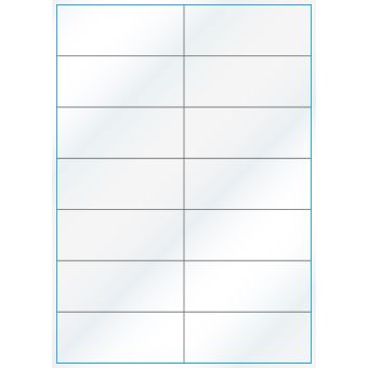 A4-14 slids, Gloss, 14 stansade etiketter/ark, 105,0 x 42,2 mm, vit/gloss 100 ark - Etiketter på A-4 ark, vit blank