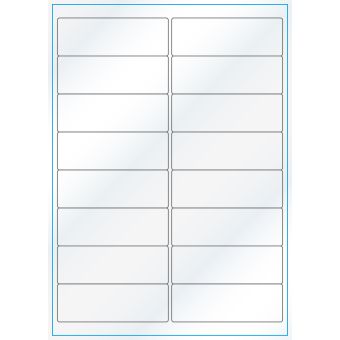 A4-16, Gloss, 16 stansade etiketter/ark, 99,1 x 33,9 mm, vit/gloss, 100 ark - Etiketter på A-4 ark, vit blank