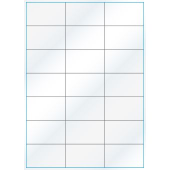 A4-21 slids, Gloss, 21 stansade etiketter/ark, 70,0 x 42,2 mm, vit/gloss 100 ark - Etiketter på A-4 ark, vit blank